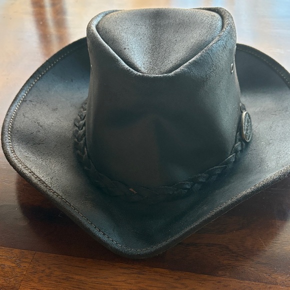 Rogue Brown Leather Safari Bush Hat with Braided Band display picture 2